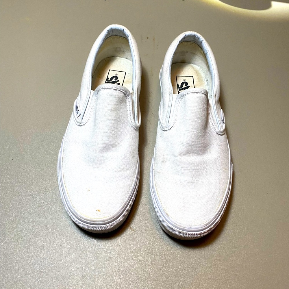 White Canvas Vans Size 7.5